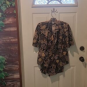 Ladies Large DELA CUESTA 2 Piece Print Suit